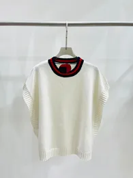 905 2023 outono marca mesmo estilo camisola de manga curta tripulação pescoço pulôver branco moda feminina roupas alta qualidade das mulheres qian