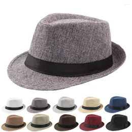 Bollmössor Retro Men Fedoras Top Jazz Felt Wide Brim Hat Vintage Par Cap Winter Chapeau Summer Bowler Hats 2023 Party