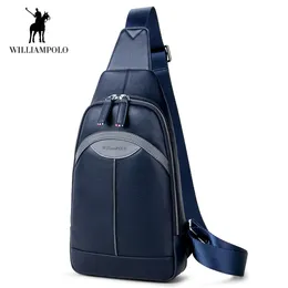 Evening Bags 2023 Fashion Genuine Leather Chest Bag for Men Blue Crossbody Sling Adjustable Strap Casual Large Capacity 230906