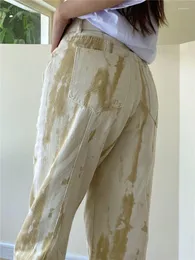 Dżinsy dżinsy remis barwnik swobodny moda mody dżinsowe spodnie koreańskie proste harajuku vintage gotyckie luźne spodnie technologiczne