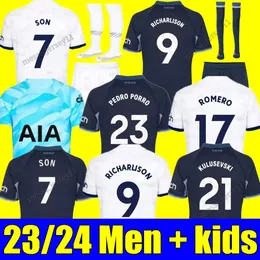 New Son 23 24サッカージャージKulusevski Richarlison Perisic Pedro Porro 2023 2024 Danjuma Romero Goalkeeper GK Football Kit Shirt Spurs Men Kids Set Unifomrs