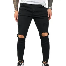 VICABO Mens Dei Jeans di Estate di Modo Sexy Foro Pantaloni Della Matita Dei Jeans per Gli Uomini Nero Blu Abbigliamento Uomo ropa de hombre 2020 streetwear # w2904