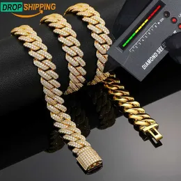 Dropshipping Cheap Price Hip Hop Men Jewelry 14mm 925 Sterling Silver Vvs Moissanite Diamond Iced Out Cuban Link Chain Necklace Cgtne