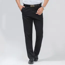 Pantaloni da uomo estivi pantaloni sottili autunno cotone spesso classico solido casual pantaloni a vita alta blandi affari ufficio cargo YYQWSJ