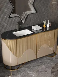 Rubinetti per lavabo da bagno Mobile lavabo Lavabo in legno massello Lavaggio a mano Piano integrato Piccolo appartamento
