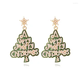 Dangle Earrings Colourful Sparkling Zircon Star Christmas Tree For Women Crystal Pearl Letter Stud Earring Year Party Xmas Gift