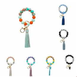 Party Favor Sile Wrist KeyChain Partys MTI Styles Food Grade Pu fringed Tassel Armband Key Ring Sea Rrc08 Drop Delivery Home Garden F DHVP6