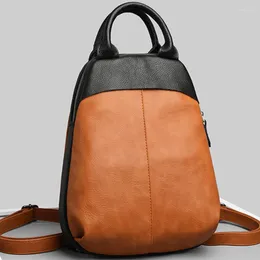 Skolväskor äkta läder ryggsäck mode lyxig kvinnors väska designer hög kvalitet kvinnlig ryggsäckar kapacitet damer reser back pack