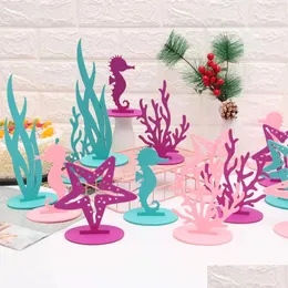 Party Decoration Mermaid Coral Seahorse Diy Felt Decor Table Desktop prydnad barns födelsedag baby shower leveranser rra58 drop d dhruo