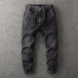 Erkekler Pantolon Günlük Denim Erkek Kovboy Drawstring Erkek Joggers Kargo Düz Hafif Yıkanmış Pantolon Sokak Giyim Pantalones Hombre XS-2XL