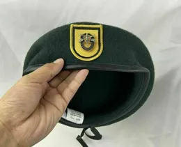 Berety wszystkie rozmiary armia amerykańska 1. grupa sił specjalnych Blackish Green Wool Beret Recenactment