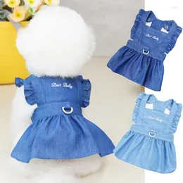 Abbigliamento per cani Gonna dolce da principessa Gonna da matrimonio in denim Maniche volanti Comoda sezione primavera estate Abiti morbidi e carini