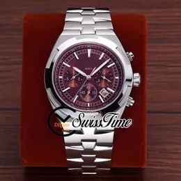 New Overseas 5500V 110A quadrante rosso vino A2813 orologio automatico da uomo SS bracciale in acciaio STVC senza cronografo orologi STVC SwissTi270B