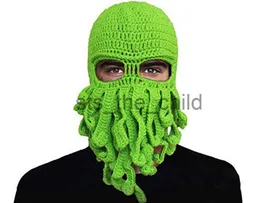 Beanie/Skull Caps Headgear Halloween Party Funny Cap Crochet Octopus Hat Antenn Wool Sticked Hat Designer Ski Mask X0907