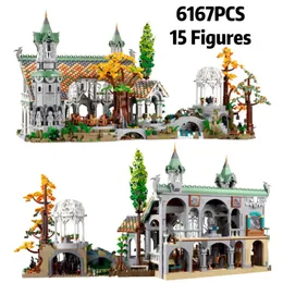 Aircraft Modle in Creative Expert ikony film Lorded of Rings Rings Rivendell Castle Model Building Brick 10316 Street View Toys 6167pcs 230907