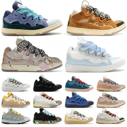 Lyxvarumärke Kvinnor Mens Designer Shoes Laceup Extraordinär präglad läder trottoarkant Sneakers kalvskinn gummi nappa plattform mode lyxiga tränare tränare