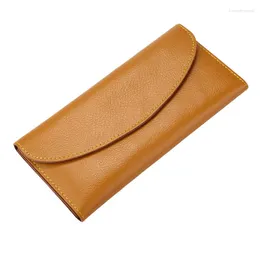 Portafogli in morbida pelle da donna con clip lunga in vera pelle bovina borsa semplice funzione moda portafoglio stile mano donna tutto-fiammifero