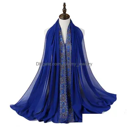 Hijabs 70 x 180 cm Foulard musulman en mousseline de soie adapté aux femmes islamique dentelle Regar rasoir et livraison directe accessoires de mode chapeaux Sca Dh387