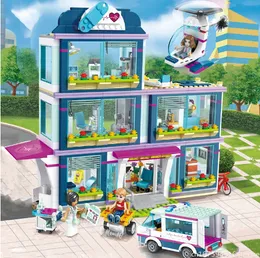 Aircraft Modle 932PCS Heartlake City Park Hospital Compatible 41318 Friends Building Blir Girl Bricks Toys for Children Födelsedagspresenter 230907