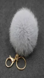 Брелок из натурального меха кролика, милый 6 см, меховой шар из натуральной кожи, золотые металлические брелки, плюшевый брелок для ключей, кольцо для ключей от автомобиля, серьги7315392