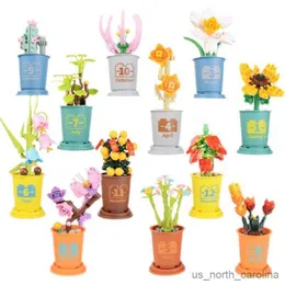 Blokken Bouwstenen Boeket Modelspeelgoed Plant Vetplanten Cactus Zonnebloem Pruimenbloem Chrysant Peper Montagesteen Speelgoed Geschenk R230907