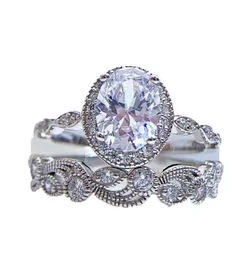 Tamanho 510 jóias de luxo anéis de casamento 925 prata esterlina oval corte branco topázio rosa ouro cz diamante artesanal eternidade festa feminino8544670