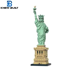 Flygplan Modle Liberty upplyst USA -staty av Micro Mini Building Blocks Constructions for Adult Kids Gift Creativity and History 230907