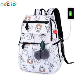 Zaini OKKID Borse scuola per ragazze Zaino per laptop femminile Zaino USB Zaini per bambini Zaino scuola simpatico gatto per ragazze Borsa 230906