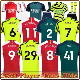 23 24 24 G. Jesus koszulki piłkarskie Rice Smith Rowe Saka Gracz J.Timber Martinelli Tierney 2023 2024 Football Shirt Men Kids Odegaard Sambi Fabio Vieira Saliba