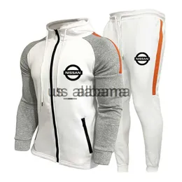 Tute da uomo Autunno Fitness Felpa con cappuccio da uomo Felpa da uomo Set Nissan car print Set da uomo di abbigliamento sportivo per esterni Giacca con cappuccio + pantaloni x0907