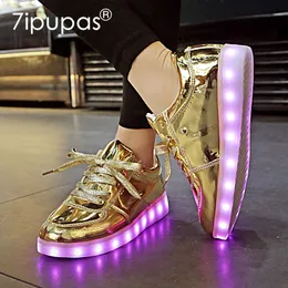 Кроссовки 7ipupas Homme светящиеся кроссовки для мальчиков и девочек Chaussures Lumineuse 11 цветов Золотые светодиодные туфли детские светящиеся повседневные унисекс 3044 230906