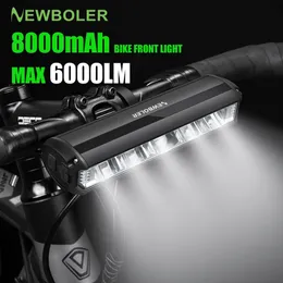 أضواء الدراجة BOLER BICYCLE LIGHT FRONT 6000LUMEN 8000MAH مصباح يدوي مضاد للماء USB شحن MTB ROAD LAMP LAMP Accessories 230907