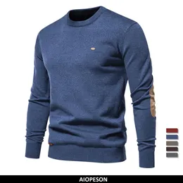 メンズセーターセーターKatun Leher O Untuk Pullover Hangat Warna Polos Musim Dingin 2023 230907