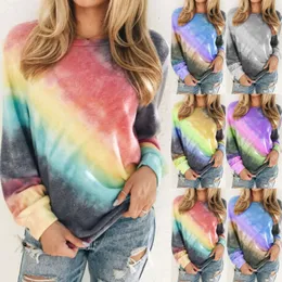 Neue frühling und herbst gedruckt rundhals langarm casual T-shirt top frauen tragen