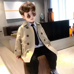 boy clothes winter brown trench coat long style Tench Coats fall ENGLAND style children plaid clothes set baby girls red outwear clothe