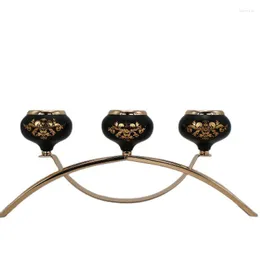 Candle Holders 3Heads Black Gold Three Holder Plated Wedding Candelabros/ Centerpiece Center Table Decoration Candlestick