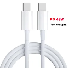1M 3ft QC 3.0 PD 48W Fast Charge Type C-C Quick Data Cable 144 Core TPE Wire White 2 in 1 Charging & Data Transfer