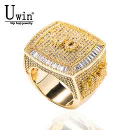 Anéis de casamento Uwin Personalizado Nome Personalizado Anéis 19 Letras Completa Iced Out Cubic Zirconia Nome Anéis de Festa Homens e Mulheres Hiphop Jóias 230907