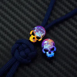 Outdoor Gadgets 1PC Alloy Roasted Blue Skull EDC Paracord Beads Knife Rope Cord Lanyard Pendants Accessories 230906