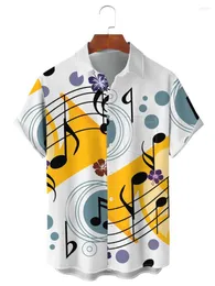 Men's Dress Shirts Hawaiian Shirt For Men/Women Summer Mens Music Note Print Y2k Streetwear T-Shirt Short Sleeve Oversized