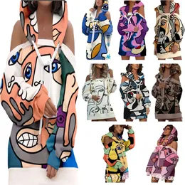 2023 Autumn Winter Designer Hoodies for Women Printed Borsted Fleece Mid Length Panel bred tryffel axel huva långärmad tröja tröja för kvinna