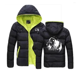 Erkek Hoodies Meditasyon Aslan Baskılı Ceket Fermuarı Kapşonlu Ceket Pamuk Yastıklı İnce Fit Moda Kış Kaçırcağı Sıcak Aşırı Takip