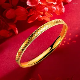 Bracciale rigido concavo in scaglie di drago da donna con squame luminose placcate spesse e regalo alla moda in oro duro per gli amici