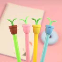 2/4/8st Creative Cartoon Neutral Gel PenS Potted Bean Sprouts Stationery Caneta Papeleria Office Accessories for Student Exam