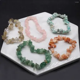 Filo 1 pezzo Bracciali in pietra di ghiaia naturale Quarzo rosa Avventurina verde Citrino Ciondoli per le donne Accessori per gioielli da ragazza Regalo quotidiano