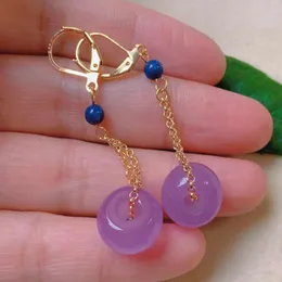 Dangle Earrings Fashion Natural Purple Jade Ring Lapis Lazuli Beads Gold Gift Year Classic Beautiful Halloween Freshwater