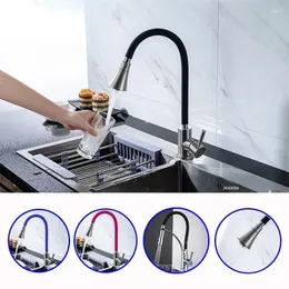 Kitchen Faucets Silicagel Neus Elke Richting Roterende Keuken Kraan Koud En Warm Blauw Water Mixer Roze Single Handvat Tap