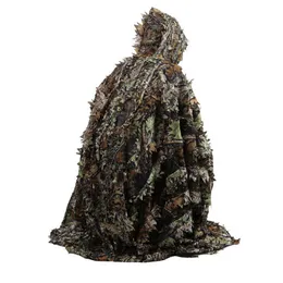 Hunting Camo 3D Leaf cloak Yowie Ghillie Breathable Open Poncho Type Camouflage Birdwatching Poncho Windbreaker Sniper Suit Gear265S