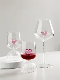 와인 안경 창조적 인 장미 러브 러브 천사 장식 유리 가벼운 고급 빈티지 샴페인 간단한 가정 요정 손잡이 물