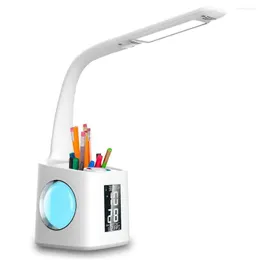 Lampade da tavolo Lampada da scrivania a LED Porta di ricarica USB Schermo Calendario Luce notturna a colori Dimmerabile per bambini con penna Studio Regali